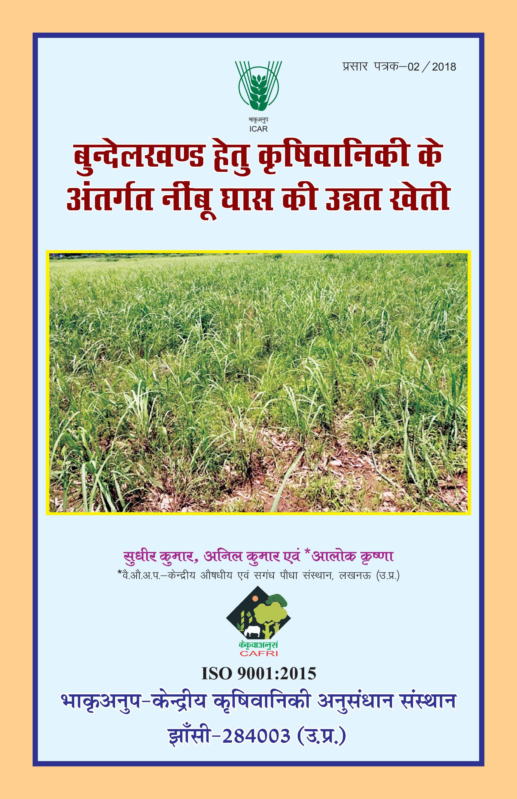 बुंदेलखण्ड हेतु कृषिवानिकी के अंतगर्त नींबू घासकी उन्नत खेती